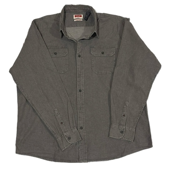 Wrangler flex for comfort grey long sleeve button shirt XL - Picture 2 of 6